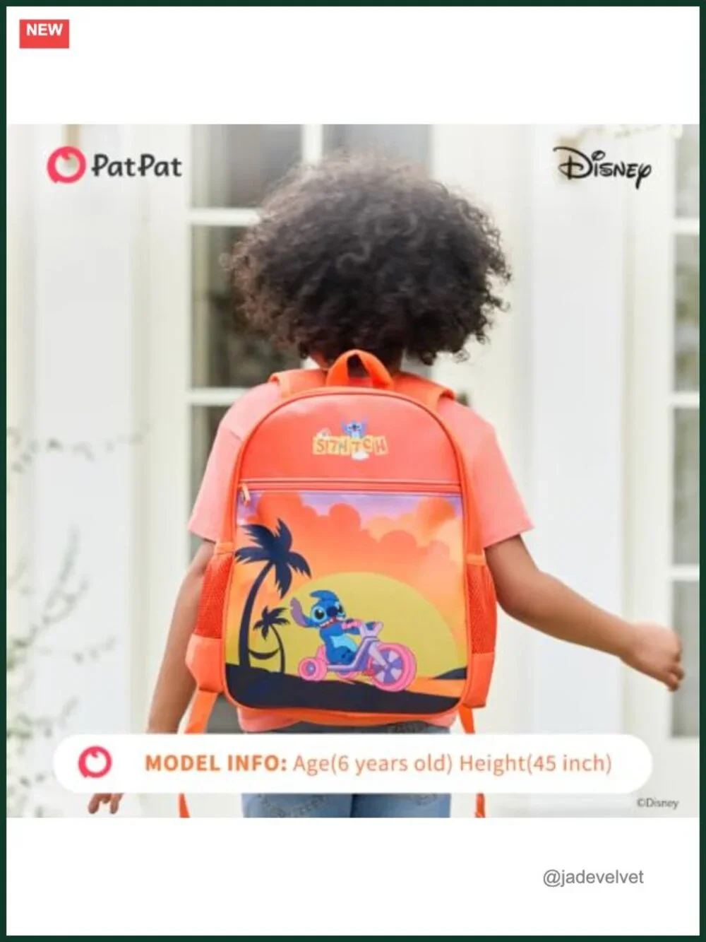 Disney Stitch Backpack Water-Resistant Ergonomic Padded Straps Kids School Bag